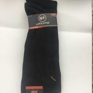 NWT GT Gold Toe Nylon Crew Socks for Men 3 Pairs Black